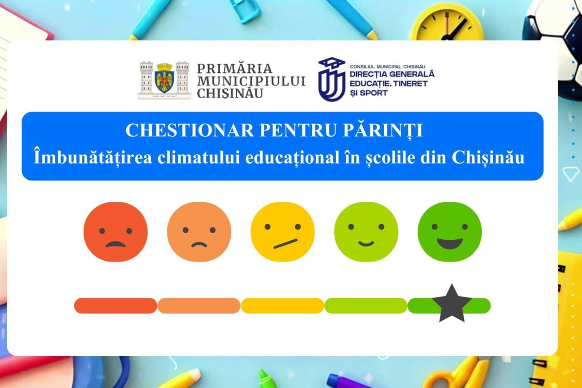 Primăria Chișinău invită părinții să participe la un chestionar anonim privind starea de bine a elevilor