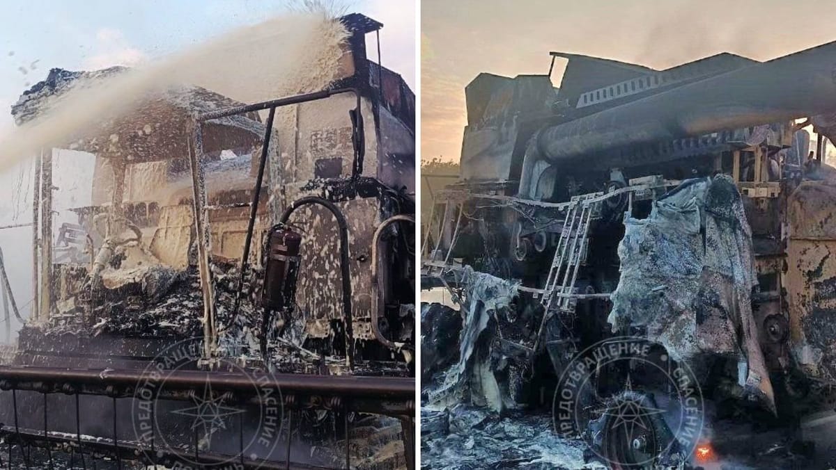 O combină a luat foc în timpul recoltării, în stânga Nistrului. Muncitorii au reușit să protejeze lanul de grâu