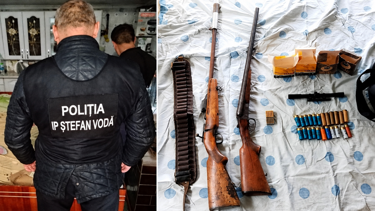 Două arme și 73 de cartușe, ascunse sub o saltea. Descoperirea polițiștilor la un bărbat din Olănești
