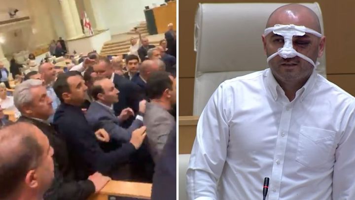 Bătaie în Parlamentul de la Tbilisi în timpul examinării în a doua lectură a legii privind „agenții străini”